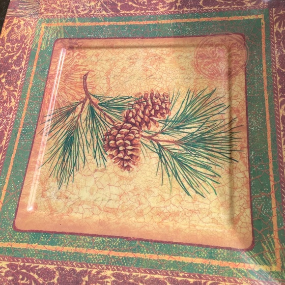 Set of 3 vintage Merritt Designs Woodlands Pine Branch plates - Picture 3 of 3